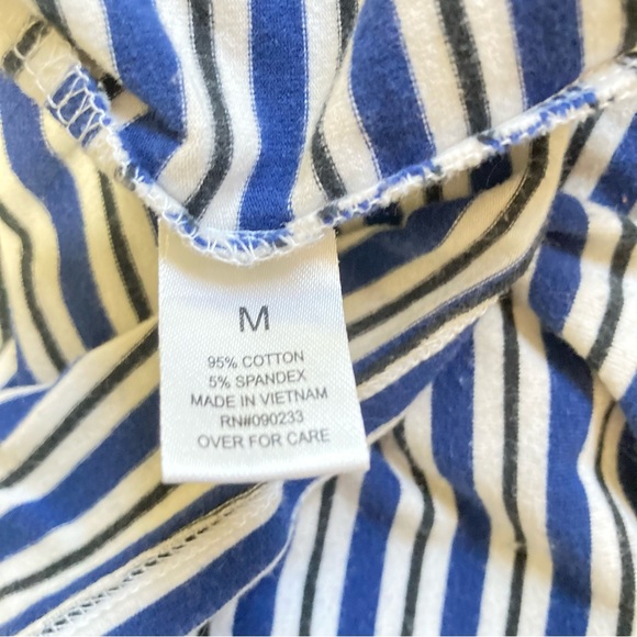PacSun Nautical Navy Crop Top Over Shoulder Blue White Stripes Womens Medium - Picture 9 of 11